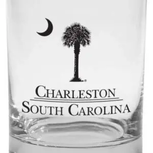 Moon and palm tree on glass