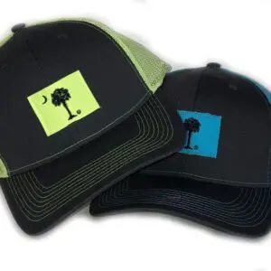 Stylish hats featuring a crescent moon logo