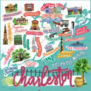 Colorful Charleston attractions illustration