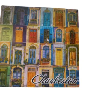 Colorful Charleston doors collage on tile.