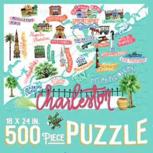 Charleston-themed illustrated puzzle map design.