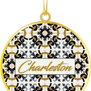 Ornament with intricate pattern, "Charleston" text.