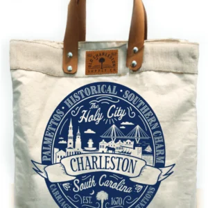 Canvas tote bag with Charleston design.