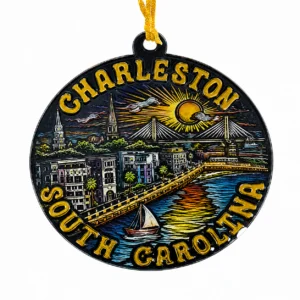 Charleston South Carolina souvenir with skyline illustration.